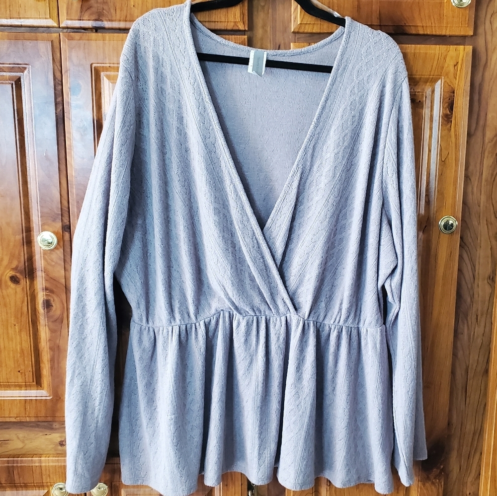 HONEYME Grey Faux Cable Soft Knit Plus Sweater Size XXXL 3x